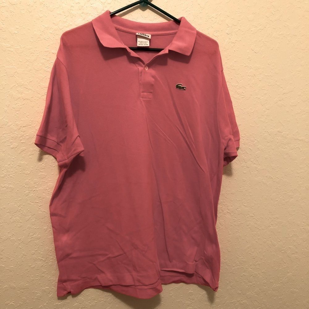 Pink/Salmon Lacoste Short Sleeve Polo Shirt Mens Size 7/XL
